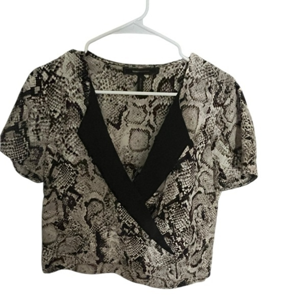 BCBGMaxAzria Black and White Snakeskin Blouse